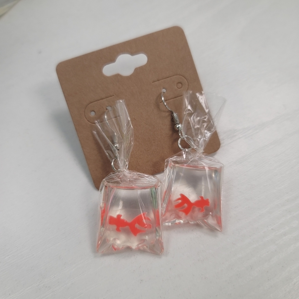 Cool goldfish earrings unique orange fun jewelry
